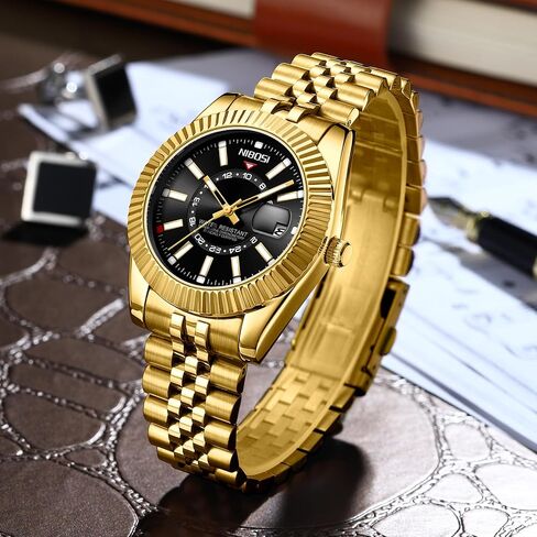 NIBOSI Watches for Men Analog Quartz Stainless Steel Dial with Date Waterproof Business Classic Luxury Dress Mens Wrist Watches in Kuwait