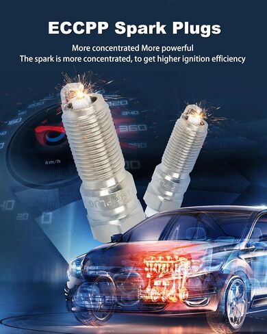 ECCPP Platinum Iridium Sparks Plugs 6509 لفورد F-150 ولل Chevrolet Equinox و GMC Terrain و Buick Enclave & for Mazda 6 & لـ Cadillac Srx & Lincoln MKZ & More Models Pack of 6 in Saudi Arabia