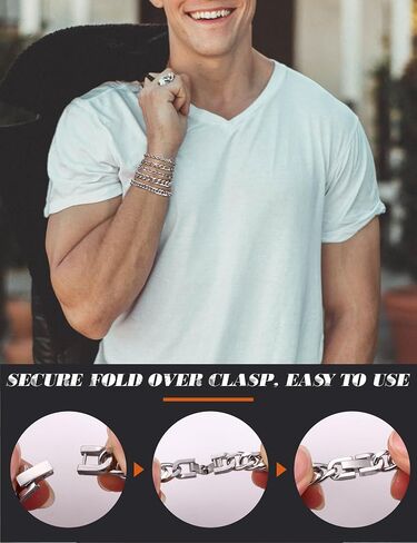 YADOCA Silver Chain Bracelets for Men Women - Waterproof Stainless Steel Figaro Rope Cuban Link Bracelet for Mens Silver Bracelet Jewelry Gift 6.5/7/7.5/8.3/9 Inches in Saudi Arabia