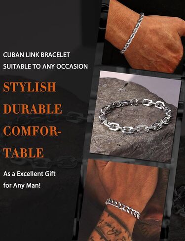 YADOCA Silver Chain Bracelets for Men Women - Waterproof Stainless Steel Figaro Rope Cuban Link Bracelet for Mens Silver Bracelet Jewelry Gift 6.5/7/7.5/8.3/9 Inches in Saudi Arabia