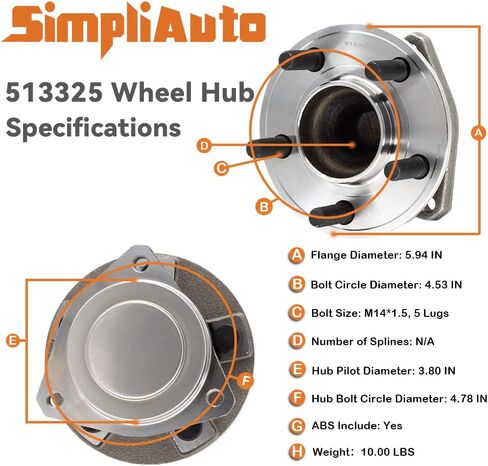 5133325 مجموعة محفاة محمل العجلات الأمامية متوافقة مع Chrysler 300 2012-2023 RWD ، Dodge Challenger 2012-2014 ، Dodge Challenger 2015-2023 RWD ، Dodge Charger 2012-2023 RWD in Saudi Arabia