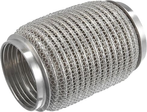 Car Exhaust Flexible Pipe, 76x152mm 2.99"x5.98" Exhaust Flex Connector Pipes Bellows Universal for Car Durable Stainless Steel Silver Tone in Saudi Arabia