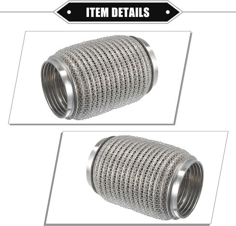 Car Exhaust Flexible Pipe, 76x152mm 2.99"x5.98" Exhaust Flex Connector Pipes Bellows Universal for Car Durable Stainless Steel Silver Tone in Saudi Arabia