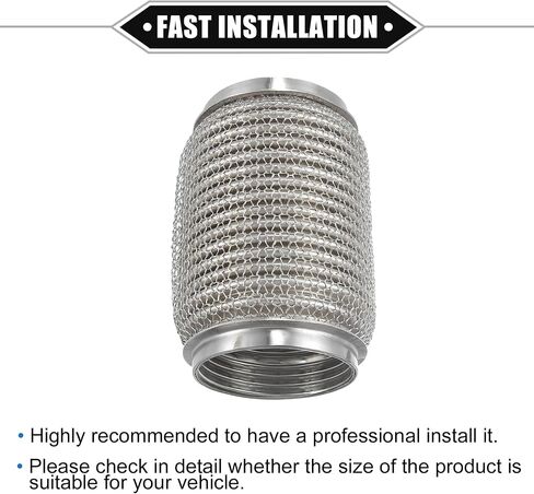 Car Exhaust Flexible Pipe, 76x152mm 2.99"x5.98" Exhaust Flex Connector Pipes Bellows Universal for Car Durable Stainless Steel Silver Tone in Saudi Arabia