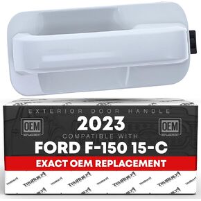 T1A Exterior Door Handle, Front/Rear Right Passenger Side - Compatible with 2015-2024 Ford F-150 - Oxford White, No Keyhole - OEM FL3Z1522404CAPTM, 97929 in Kuwait