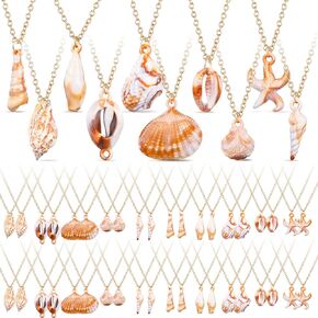 Tondiamo 50 Pcs Natural Seashell Necklace for Women Scallop Conch Pendant Ocean Handmade Jewelry Gift Sea Shell Necklace with 18.9" Long Rope Chain in Saudi Arabia