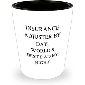 Insurance Adjuster Gifts, Funny Shot Glass for Christmas, World's Best Dad by Night, 1.5oz Ceramic Shot Glass, Microwave and Dishwasher Safe in Saudi Arabia