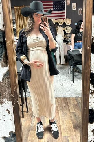 PinkBlush Floral Flutter Maternity Midi Dress in Kuwait