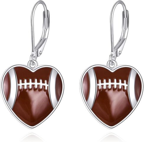 Ball Earrings Sterling Silver Heart Baseball Soccer Ball Dangle Drop Earrings Sport Jewelry Gift for Women in Saudi Arabia