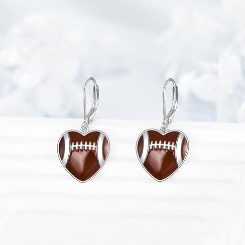 Ball Earrings Sterling Silver Heart Baseball Soccer Ball Dangle Drop Earrings Sport Jewelry Gift for Women in Saudi Arabia