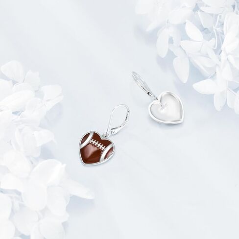 Ball Earrings Sterling Silver Heart Baseball Soccer Ball Dangle Drop Earrings Sport Jewelry Gift for Women in Saudi Arabia