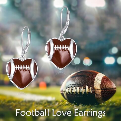 Ball Earrings Sterling Silver Heart Baseball Soccer Ball Dangle Drop Earrings Sport Jewelry Gift for Women in Saudi Arabia