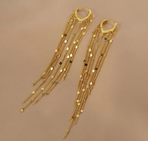ASOQOLA Long Tassel Dangle Drop Earrings for Woman Tassel Dangling Earrings 925 Silver Chandelie dangling earring for Prom Fashion Jewelry in Kuwait