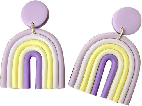 Handmade Bohemian Rainbow Clay Dangle Earrings Colorful Ceramic Clay U Shape Earrings for Women Girls Jewelry in Saudi Arabia