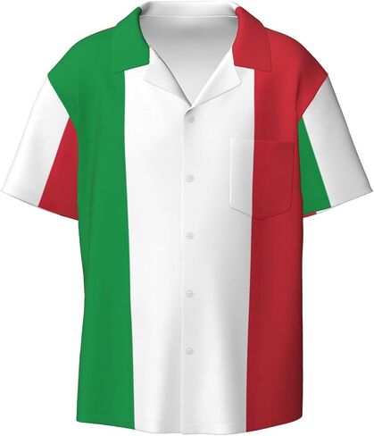 Italian Flag Men's Shirt Short Sleeved Color Button Down Beach Shirt Tropical Holiday in Saudi Arabia