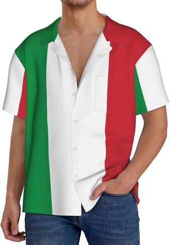 Italian Flag Men's Shirt Short Sleeved Color Button Down Beach Shirt Tropical Holiday in Saudi Arabia