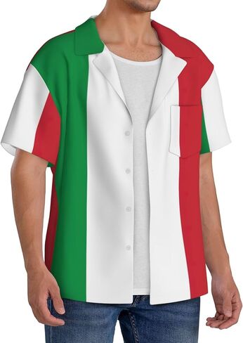 Italian Flag Men's Shirt Short Sleeved Color Button Down Beach Shirt Tropical Holiday in Saudi Arabia