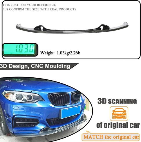 MCARCAR KIT Front Bumper Lip fits for BMW 2 Series F22 F23 M Sport Coupe Convertible 2Doors 2014-2019 220i 228i 230i M235i M240i M-tech Auto Carbon Fiber Chin Spoiler Splitter Protector in Saudi Arabia