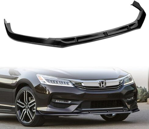 Q1-TECH, Front Bumper Lip fit for Compatible with 2016-2017 Honda Accord 4DR / Sedan Only, Front Bumper Lip Spoiler Air Chin Body Kit Splitter ABS, STP-Style (Painted Black) in Saudi Arabia