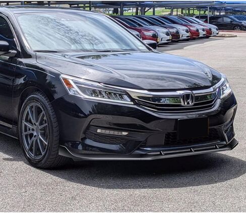 Q1-TECH, Front Bumper Lip fit for Compatible with 2016-2017 Honda Accord 4DR / Sedan Only, Front Bumper Lip Spoiler Air Chin Body Kit Splitter ABS, STP-Style (Painted Black) in Saudi Arabia