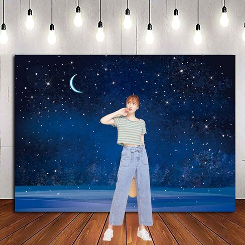 Night Sky Photography Background Winter Night Snowfall Snowflake Moon Blurry Fir Trees Pine Forest Photo Backdrop for Baby Shower Christmas Happy New Year Party Decoration Banner 7x5ft in Kuwait