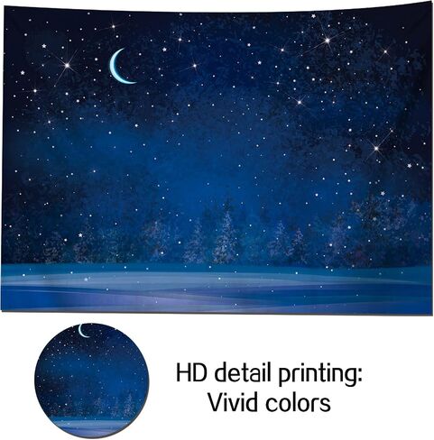 Night Sky Photography Background Winter Night Snowfall Snowflake Moon Blurry Fir Trees Pine Forest Photo Backdrop for Baby Shower Christmas Happy New Year Party Decoration Banner 7x5ft in Kuwait