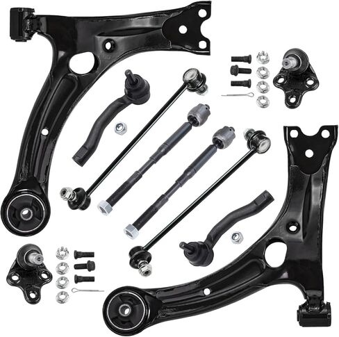 Detroit Axle - 10pc Front End Suspension Kit for Toyota Corolla 2003 2004 2005 2006 2007 2008, 2 Lower Control Arms 2 Ball Joints 2 Sway Bar Links 4 Outer & Inner Tie Rods Replacement in Saudi Arabia