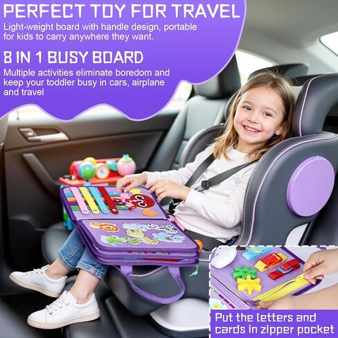 Esjay Toddler Busy Board, Montessori Toys to Learn Fine Motor Skill, Educational Sensory Board, Toddler Activities for Travel Airplane Car(Green) in Kuwait