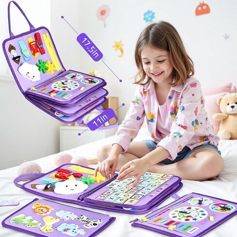 Esjay Toddler Busy Board, Montessori Toys to Learn Fine Motor Skill, Educational Sensory Board, Toddler Activities for Travel Airplane Car(Green) in Kuwait