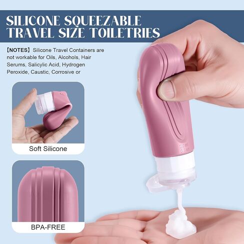 Travel Bottles for Toiletries, 3oz TSA Approved Travel Size Toiletries, Silicone Leak-Proof Refillable Containers, Squeezable Liquid Essentials Bottles W/Clear Bag（GRAY） in Saudi Arabia