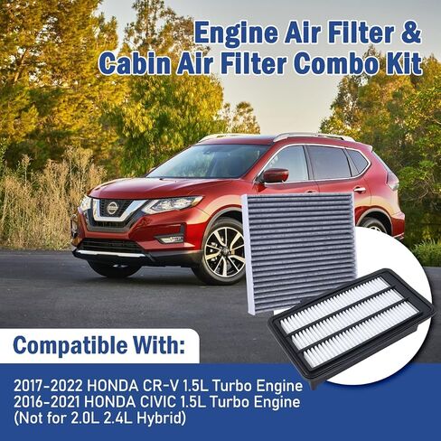 Cabin & Engine Air Filter kit Fit for Honda CRV CR-V 1.5L L4 2017-2022 / Civic 1.5L L4 2016-2021, Replaces 17220-5AA-A00, 80292-TF0-G01 (Only for 1.5L Turbo, Not for 2.0L 2.4L Hybrid) in Saudi Arabia