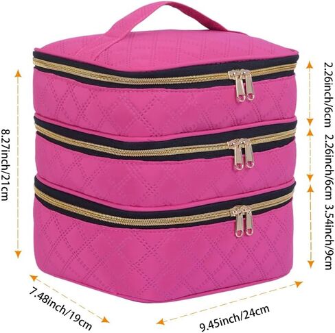 Large Makeup Bag 3 Layers with Handle Travel Makeup Bag Organizer Toiletry Accessories Bottles, Brushes, and Skin Care Products (Blakc) in Saudi Arabia