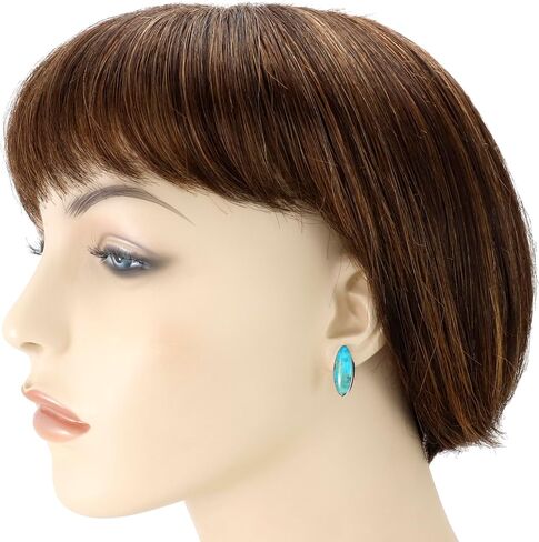 Matching Turquoise Pendant & Earrings Set 925 Sterling Silver (Pendant, Earrings, Stainless Necklace 20") in Saudi Arabia