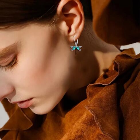 Genuine Dragonfly Turquoise Jewelry Set for Women, Sterling Silver Vintage Native American Western Jewelry Birthdays Gift for Women in Saudi Arabia