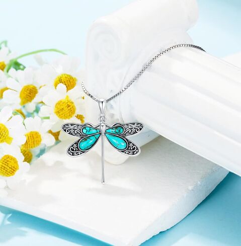 Genuine Dragonfly Turquoise Jewelry Set for Women, Sterling Silver Vintage Native American Western Jewelry Birthdays Gift for Women in Saudi Arabia