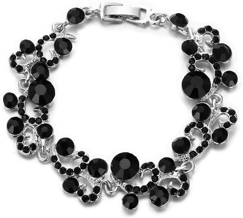 EVER FAITH Women's Austrian Crystal Elegant Wedding Flower Wave Necklace Earrings Bracelet Set in Saudi Arabia