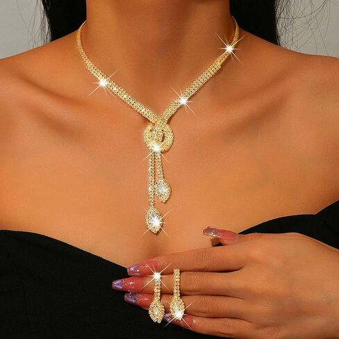 Kilshye Rhinestone المجوهرات مجموعة قلادة الزفاف الزفاف مجموعات حرك الحلقات حفلة موسيقية للنساء in Kuwait