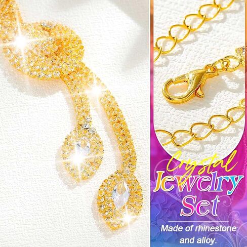 Kilshye Rhinestone المجوهرات مجموعة قلادة الزفاف الزفاف مجموعات حرك الحلقات حفلة موسيقية للنساء in Kuwait