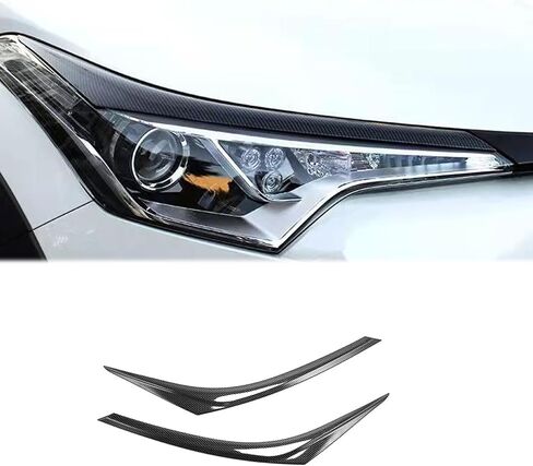 Headlight Eyelid Eyebrow Edge Cover Trim for Toyota C-HR CHR 2017 2018 2019 Carbon Fiber Color Car Accessories 2PCS in Kuwait
