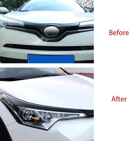 Headlight Eyelid Eyebrow Edge Cover Trim for Toyota C-HR CHR 2017 2018 2019 Carbon Fiber Color Car Accessories 2PCS in Kuwait