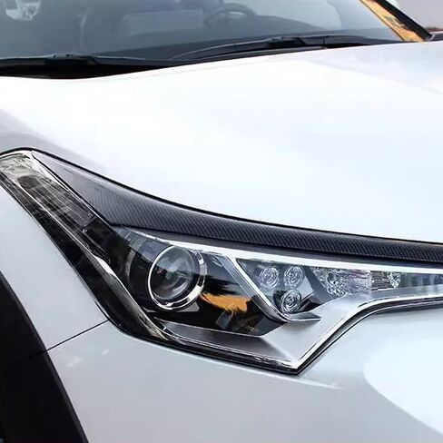 Headlight Eyelid Eyebrow Edge Cover Trim for Toyota C-HR CHR 2017 2018 2019 Carbon Fiber Color Car Accessories 2PCS in Kuwait