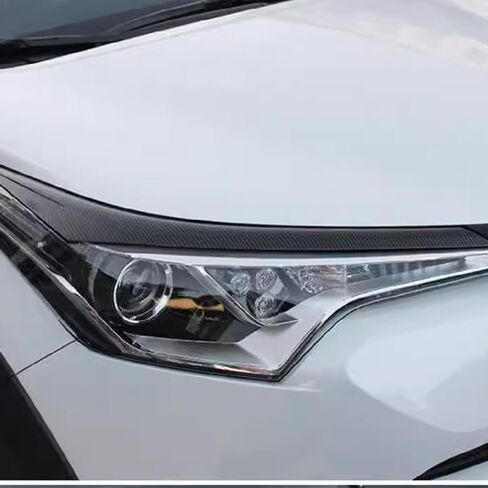 Headlight Eyelid Eyebrow Edge Cover Trim for Toyota C-HR CHR 2017 2018 2019 Carbon Fiber Color Car Accessories 2PCS in Kuwait