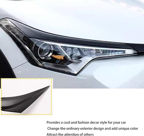 Headlight Eyelid Eyebrow Edge Cover Trim for Toyota C-HR CHR 2017 2018 2019 Carbon Fiber Color Car Accessories 2PCS in Kuwait