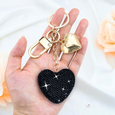 Heart Keychain Cute Bling Rhinestone Key Chain For Car Keys Bag Charms Purse Charms Accessories in Saudi Arabia