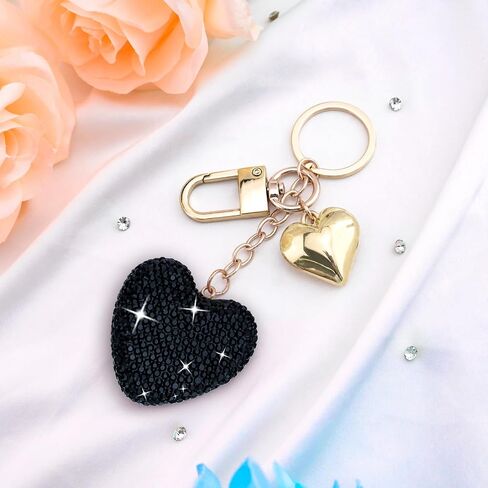Heart Keychain Cute Bling Rhinestone Key Chain For Car Keys Bag Charms Purse Charms Accessories in Saudi Arabia
