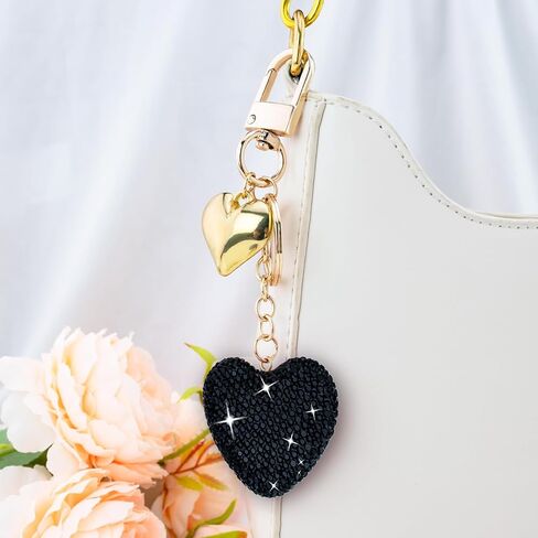 Heart Keychain Cute Bling Rhinestone Key Chain For Car Keys Bag Charms Purse Charms Accessories in Saudi Arabia