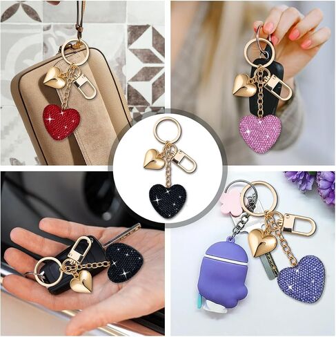 Heart Keychain Cute Bling Rhinestone Key Chain For Car Keys Bag Charms Purse Charms Accessories in Saudi Arabia