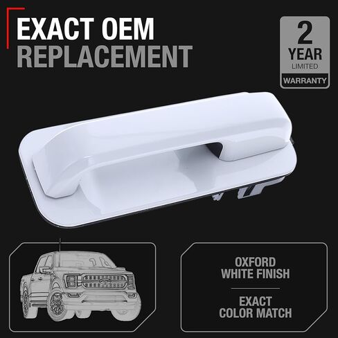 مقبض الباب الخارجي T1A ، جانب الراكب الأمامي/الخلفي - متوافق مع 2015-2024 Ford F -150 - Oxford White ، No Beyhole - OEM FL3Z1522404CAPTM ، 97929 in Kuwait