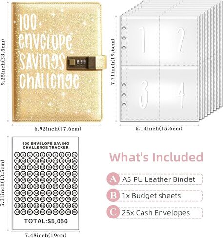 100 Envelopes Money Saving Challenge, Fun and Organized Challenges to Save $5,050, A5 Money Saving Budget Binder, Savings Challenges Book for Planning(Pink) in Saudi Arabia