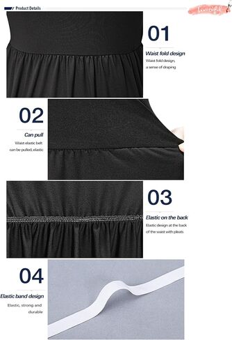 AUSELILY Women's Short Sleeve Empire Waist Dress Pleated Loose Swing Knee Length Dresses with Pockets 2025 New in Saudi Arabia